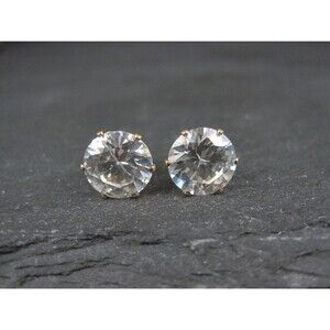 Vintage 10mm Cz Stud Earrings 14K Gold Filled New Old Stock